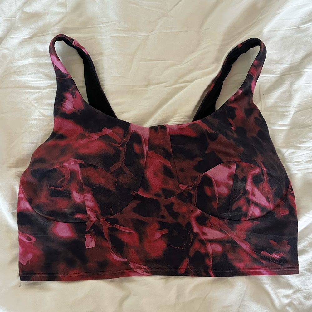 Lululemon Nulu Front-Darting Yoga Bra in Intense Pink Blossom Multi | Size 10